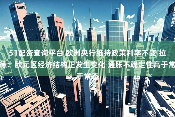 51配资查询平台 欧洲央行维持政策利率不变 拉加德：欧元区经济结构正发生变化 通胀不确定性高于常态